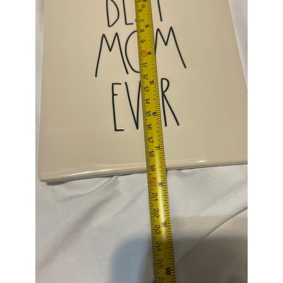 Rae Dunn Best Mom Ever Ceramic Wall Hanging Plaque Sign Cream Black Wire Hanger - Picture 2 of 4